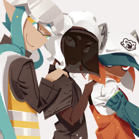 Artwork of my OCs, from left to right, NOT, oonie and Mitzi