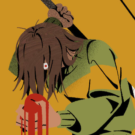 Kris, from Deltarune, holding a hockey puck behind them and gripping the soul with the other hand